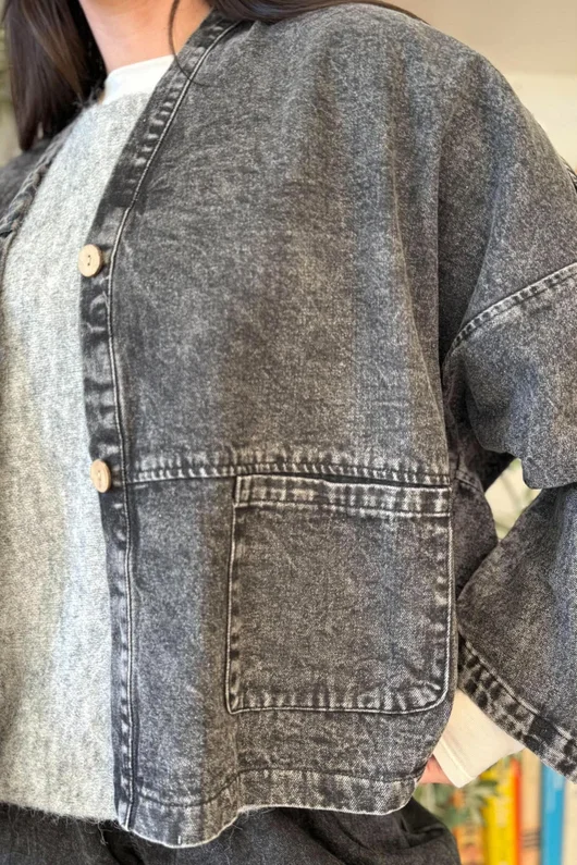 Duran Boxy Denim Jacket Black 